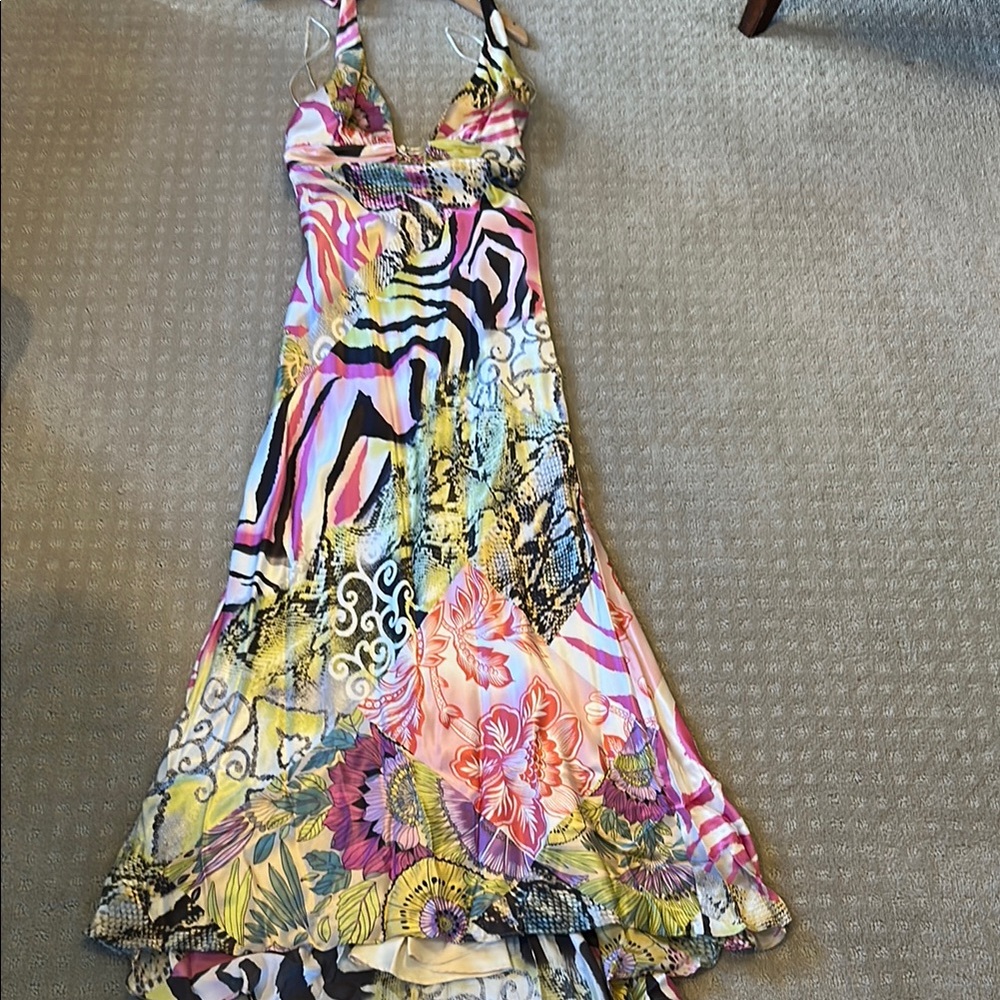 Issue New York Pink Yellow Halter High Low Sundress